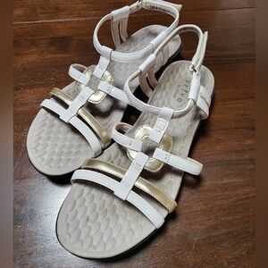 Clark Privo Gold And White Strappy Slingback Sandals